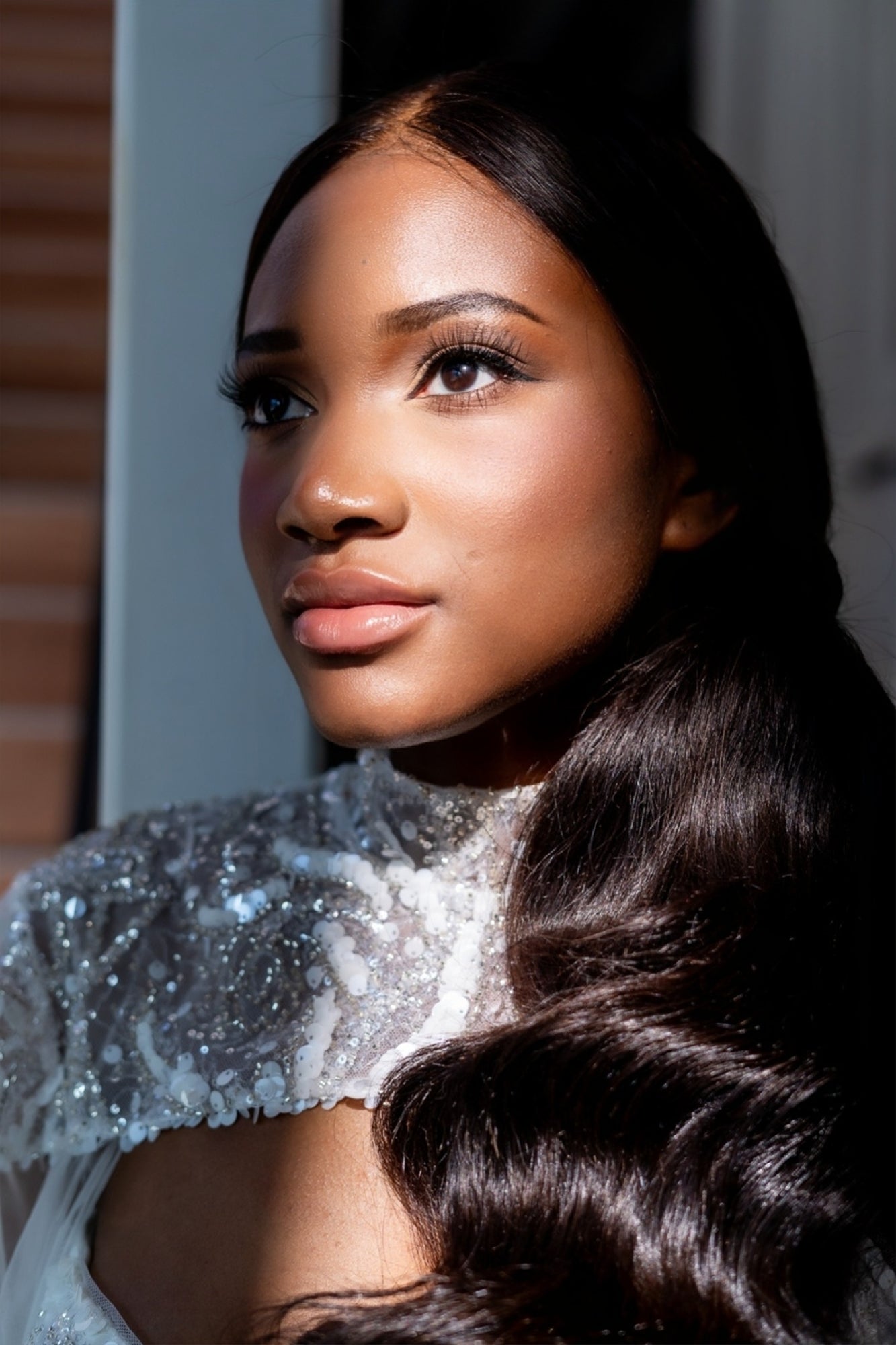 Soft glam bridal makeup on the Gold Coast by Katherine Art — glowing skin, bronzed tones and elegant bridal styling.