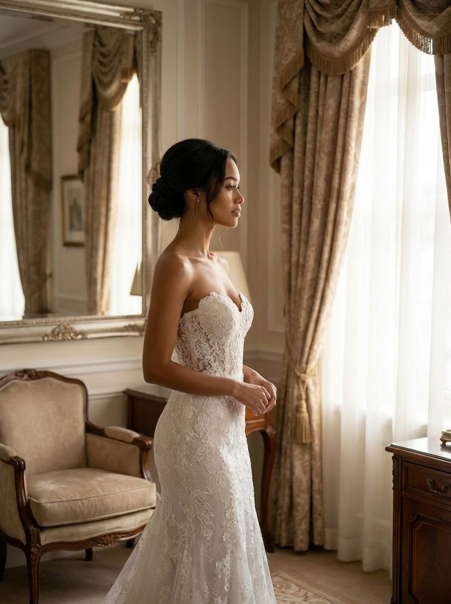 Soft glam bridal makeup and hairstyle in a luxury hotel room, Gold Coast wedding morning look