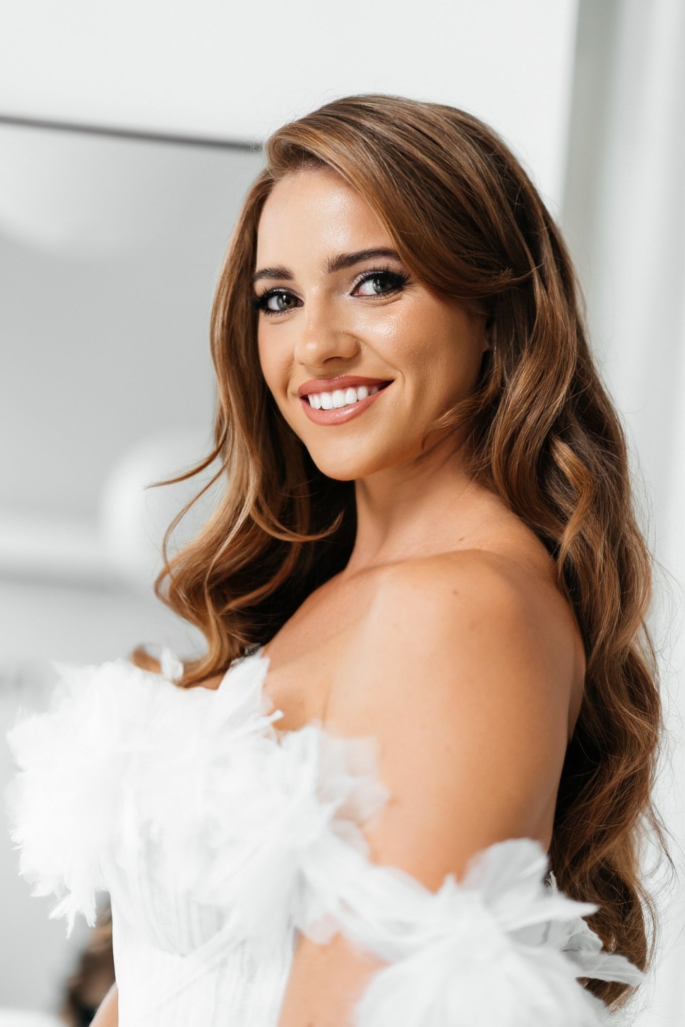 Soft glam bridal makeup on the Gold Coast by Katherine Art — glowing skin, bronzed tones and elegant bridal styling.